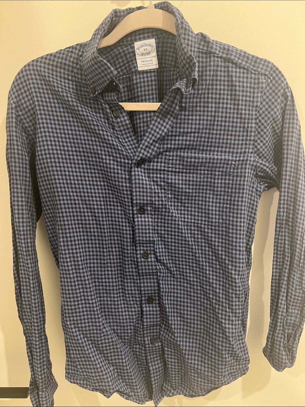 Brooks Brothers Navy and Light Blue Gingham Button-Down Shirt
